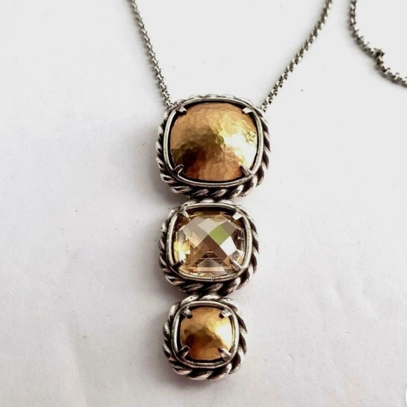 Brighton Jewelry - NWOT BRIGHTON  Hammered Gold Yellow Crystal Pendant NECKLACE